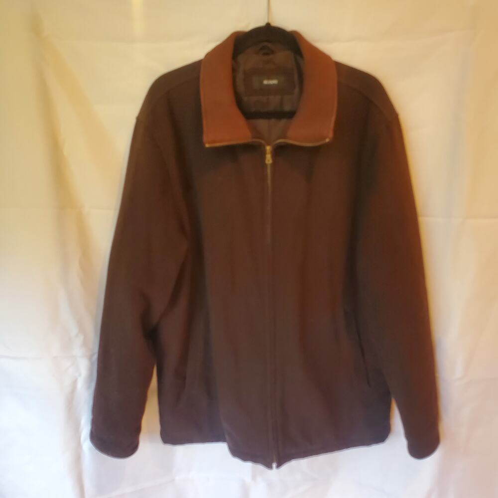 Alfani Men’s Full Zip Jacket Brown Large Casual Coat with Contrast Collar